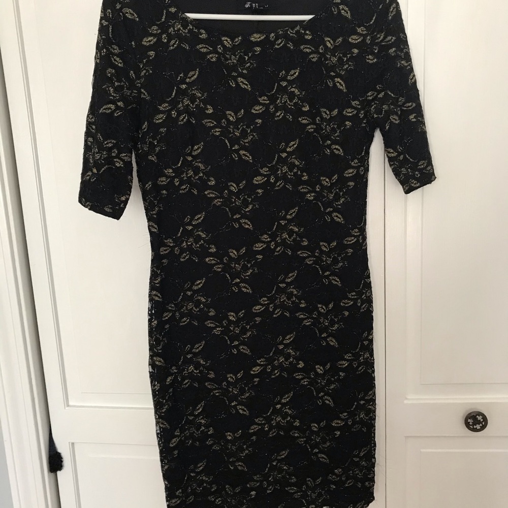 Dress black and gold lace